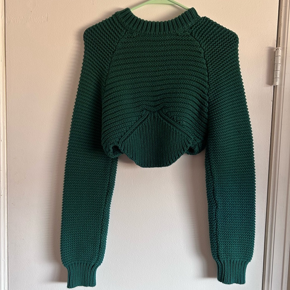 Green Knit crop Sweater